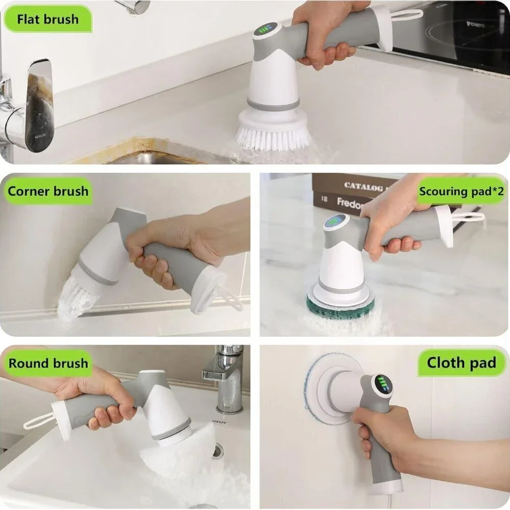 Electric Spin Scrubber, 2025 New Bathroom Scrubber Electric with 6 Heads - NEW